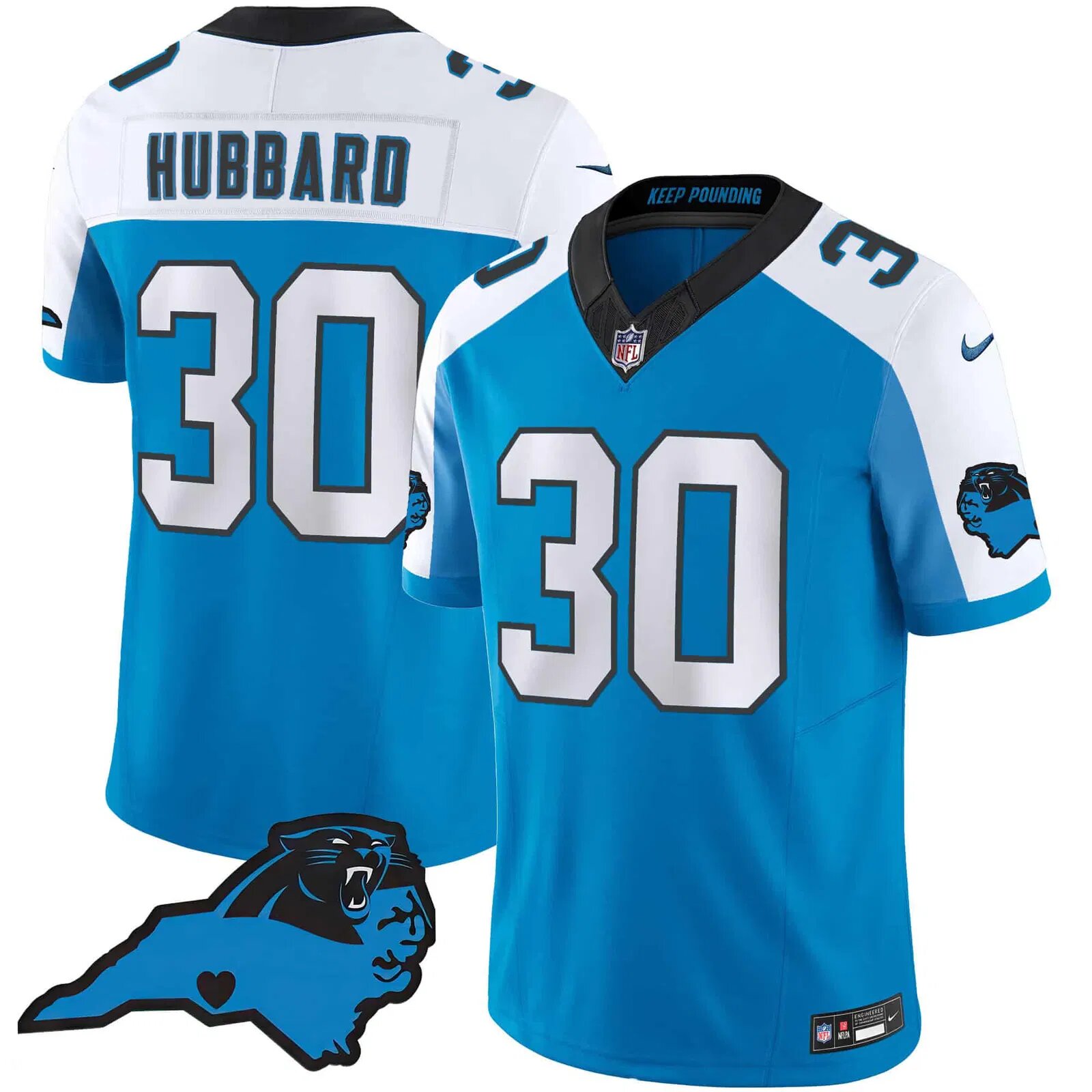 Men Carolina Panthers 30 Hubbard Light Blue 2024 Nike Vapor Limited NFL Jersey